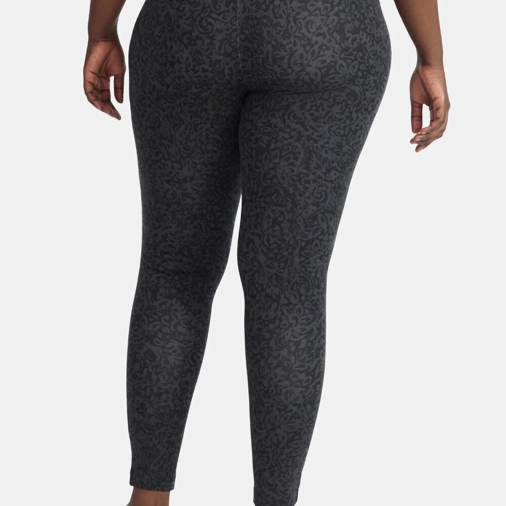 Terra & Sky Paisley Blk Women's Plus High Waist Ankle Length Leggings Sz 3X - Picture 2 of 3